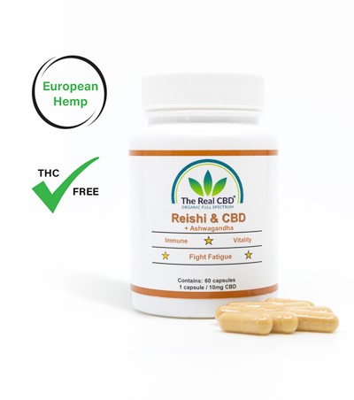 Cápsulas de CBD y Reishi -con adición de Ashwagandha. The Real CBD | NaturaPoint